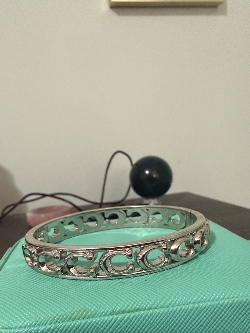 Silver-Tone Openwork COACH Bangle Bracelet - Women's Jewelry